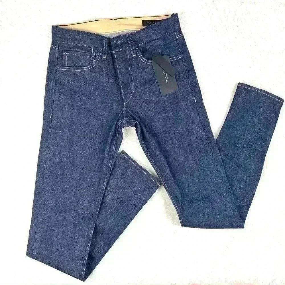 NWT Rag & Bone Fit 2 Raw Dark Wash Denim Slim Fit Full-Length Jeans Size 27/33